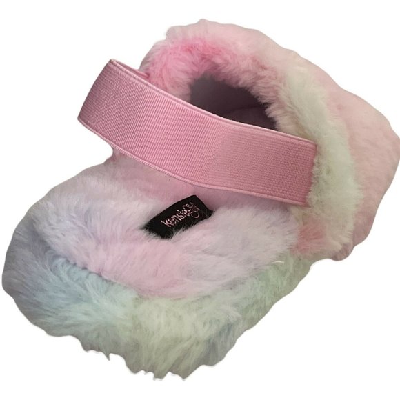 🐶NWT Girl’s Slippers Size 13/1 Slingback Faux Fur Slide KENSIE GIRL Rainbow - Picture 3 of 12